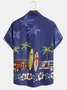 Coconut Tree Car Chest Pocket Short Sleeve Resort Shirt