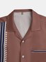 Leaf Stripe Chest Pocket Short Sleeve Bowling Shirt