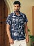 Mens Aerospace Machine Print Casual Short Sleeve Shirt Hawaiian Top