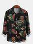 Men's Botanical Print Anti-Wrinkle Moisture Wicking Fabric Fashion Hawaiian Lapel Long Sleeve Shirts
