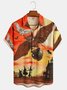Men's Halloween Print Short Sleeve Hawaiian Shirt with Chest Pocket
