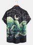 Men's Wave Print Anti-Wrinkle Moisture Wicking Fabric Fashion Hawaiian Lapel Short Sleeve Shirts