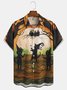 Men's Halloween Print Short Sleeve Hawaiian Shirt with Chest Pocket