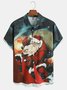 Men's Santa Print Moisture Wicking Fabric Fashion Lapel Short Sleeve Hawaiian Shirt