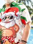 Big Size Santa Surfing Short Sleeve Hawaiian Shirt