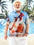 Big Size Rooster Chest Pocket Short Sleeves Hawaiian Shirt