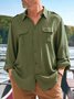 Men's Cotton Linen Style Work Pocket Long Sleeve Shirt