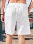 Mens Linen Shorts Multi-Pocket Tie Cargo Bottom