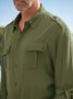 Men's Cotton Linen Style Work Pocket Long Sleeve Shirt