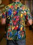 Mens Parrot Print Retro Short Sleeve Shirt Hawaiian Shirt