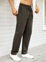 Men's Cotton Linen Elastic Waist Casual Trousers
