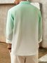 Gradient Color Chest Pocket Long Sleeve Casual Shirt