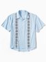Hardaddy®Cotton Geometric Stripe Short Sleeve Guayabera Shirt