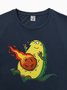 Cartoon Avocado Dragon Casual Short Sleeve T-Shirt
