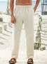 Cotton and Linen Plain Hawaiian Casual Trousers