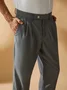 Plain Relaxed Flat-front Pants