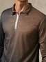 Gradient Color Abstract Zipper Long Sleeve Casual Polo Shirt
