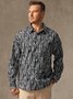 Abstract Striped Print Chest Pocket Long Sleeve Casual Shirt