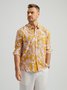 Tropical Floral Chest Pocket Long Sleeve Casual Shirt