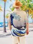 Big Size Japanese Ukiyoe Wave Chest Pocket Short Sleeve Hawaiian Shirt
