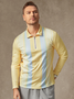 Mid Century Geometric Zip Long Sleeve Casual Bowling Polo Shirt