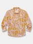 Tropical Floral Chest Pocket Long Sleeve Casual Shirt