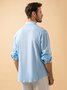 Cotton Linen Plain Chest Pocket Long Sleeve Casual Shirt