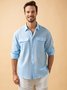 Cotton Linen Plain Chest Pocket Long Sleeve Casual Shirt