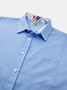 Plain Stitching Contrast Color Chest Pocket Long Sleeves Casual Shirt