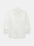 Cotton Plain Stitching Floral Long Sleeve Casual Shirt