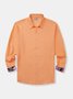 Plain Stitching Contrasting Floral Long Sleeves Casual Shirt