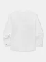 Cotton Plain Long Sleeves Notch Neck Casual Shirt