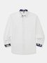 Cotton Panel Floral Chest Pocket Long Sleeves Casual Shirt
