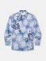 Gradient Floral Chest Pocket Long Sleeve Casual Shirt