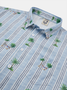 Striped Coconut Tree Chest Pocket Long Sleeve Casual Shirt