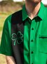 St. Patrick's Day Shamrock Chest Pocket Short Sleeve Bowling Shirt