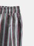 Cotton Striped Casual Cropped Pants