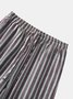 Cotton Striped Casual Cropped Pants
