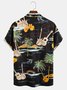 Men's Music Guitar Print Casual Breathable Fabric Hawaiian Short Sleeve Shirt