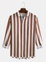 Contrast Stripe Long-sleeved Shirt Casual Style Lapel Top