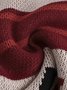 Red Casual Geometric Shawl Neck Sweater