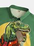 Mens Funky Dinosaurs Skattboard Print Front Buttons Soft Breathable Chest Pocket Casual Hawaiian Shirts