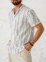 Cotton Linen Geometric Print Casual Short Sleeve Shirt