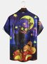 Mens Funky Halloween Print Front Buttons Soft Breathable Chest Pocket Casual Aloha Shirts