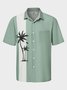 Mens Coconut Tree  Bowling Beach Print Short Sleeve Shirt  Shirt Casual Vintage Top