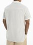Mens Cotton Linen Solid Short Sleeve Shirt
