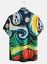 Men's Halloween Art Painting Print Casual Breathable Hawaiian Short Sleeve Shirt