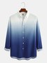 Tie Dye Gradient Print Lapel Long Sleeve Shirt