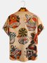 Resort Style Hawaii Series Marine Elements Wave Anchor Element Pattern Lapel Short-Sleeved Shirt Print Top