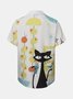 Short Sleeve Cat Shirt Collar Shirt & Top